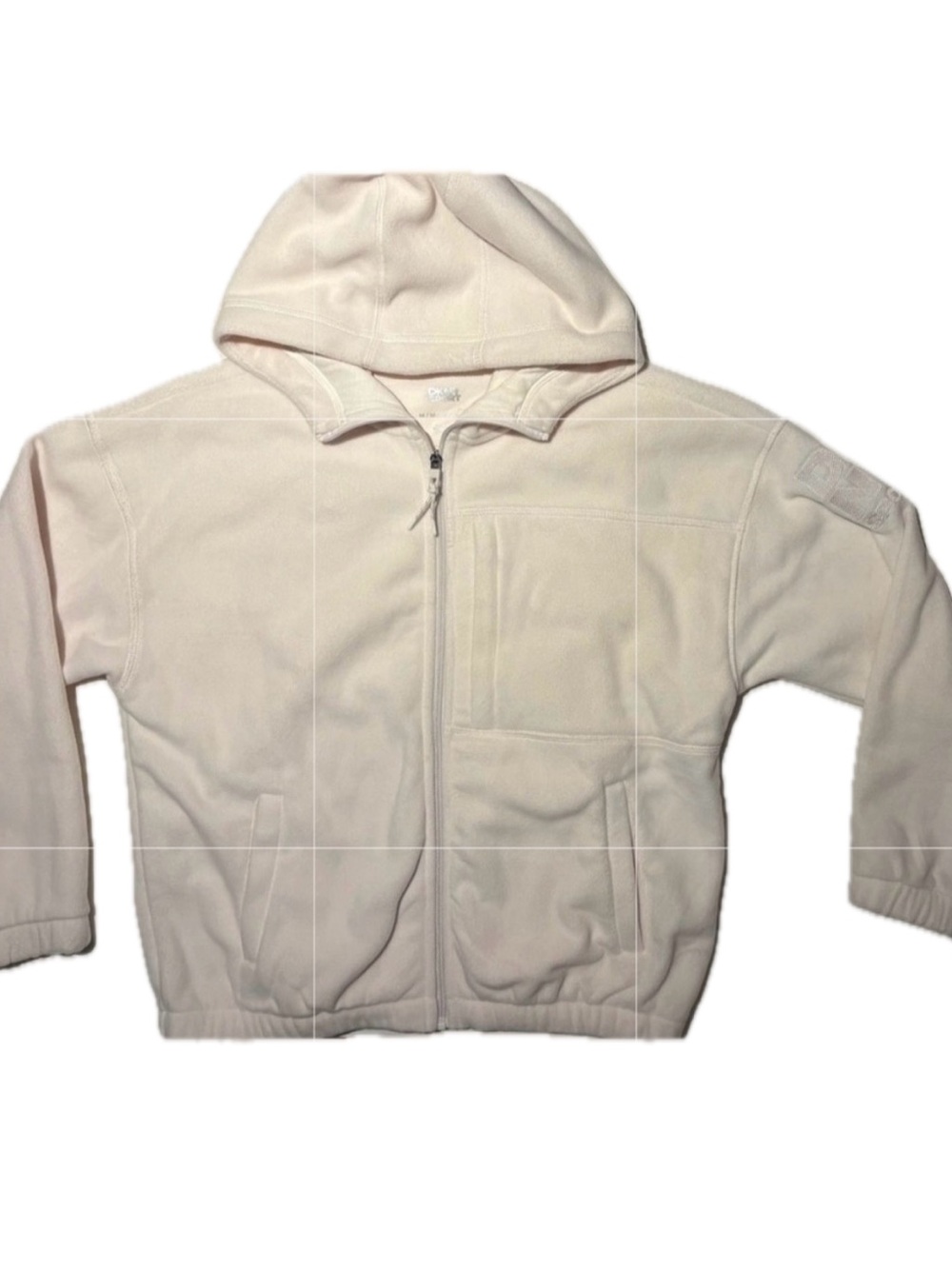 DKNY Sport Cream White Full Zip-Up Fleece Hoodie Medium